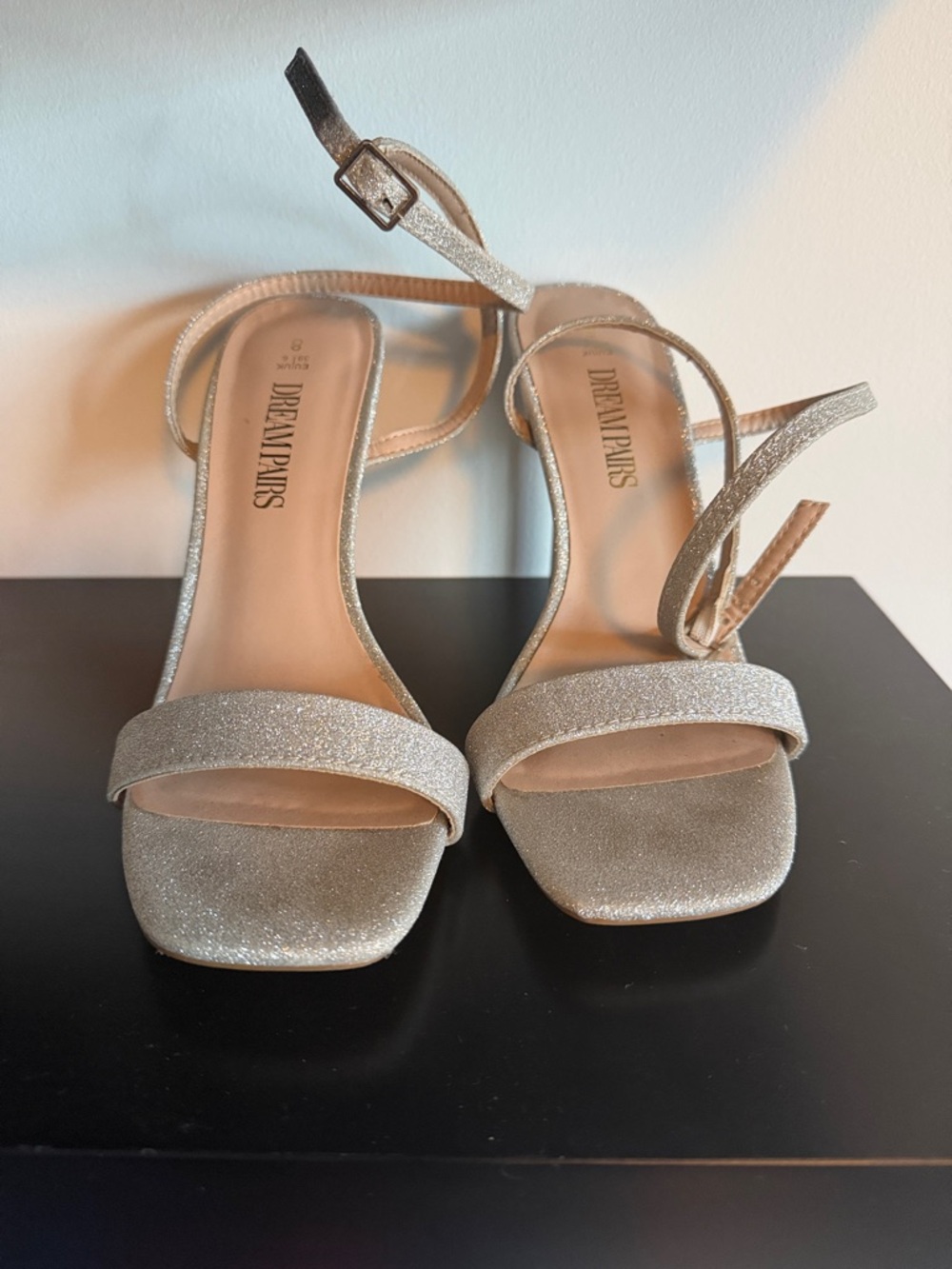 Dream Pairs Glitter Gold Ankle-Strap Heels